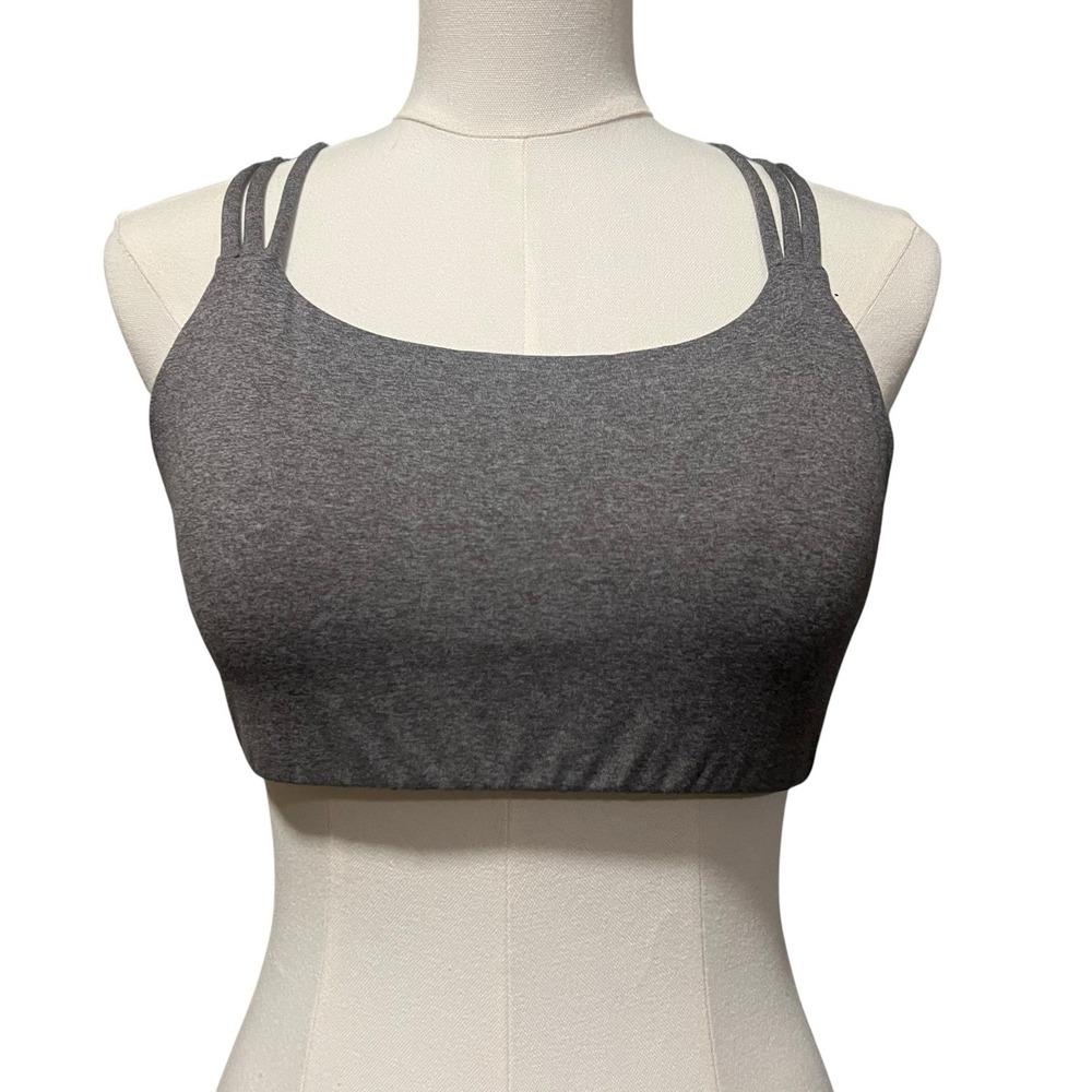 Athleta Sports Bra Y2K Large Strappy Back Gray Athletic
